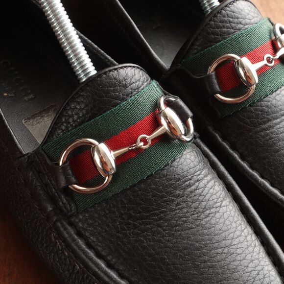 Gucci Loafers Womens SZ EU 34.5 US 4.5 BLK Leather Driving Slip On Horsebit Flat - Picture 5 of 16